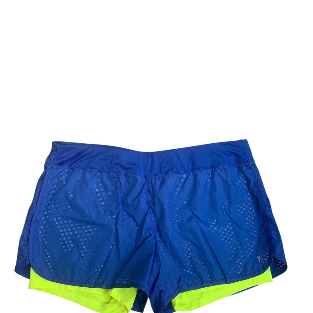 Danskin Now semfitted shorts women 2x blue   Neon yellow dri more